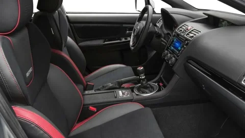 Car interior with front seats and board wide shot 2019 Subaru WRX STI Stock Footage 160010004