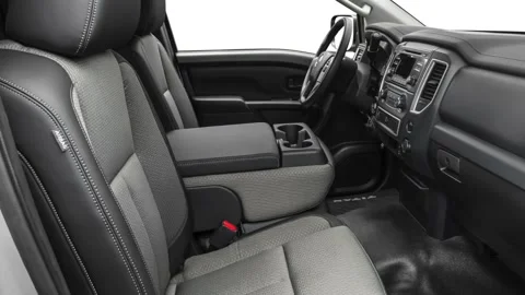 Car interior with front seats and board wide shot 2018 Nissan Titan XD S Stock Footage 160014984