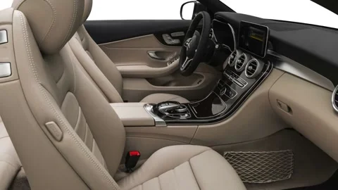 Car interior with front seats and board 2019 Mercedes-Benz C-Class C300 Stock Footage 160040360