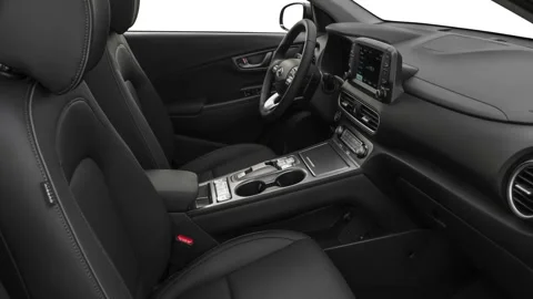 Car interior with front seats and board wide shot 2019 Hyundai Kona EV Limited Stock Footage 160067883