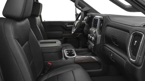 Car interior with front seats and board wide shot 2020 GMC Sierra 2500HD SLT Stock Footage 160085979