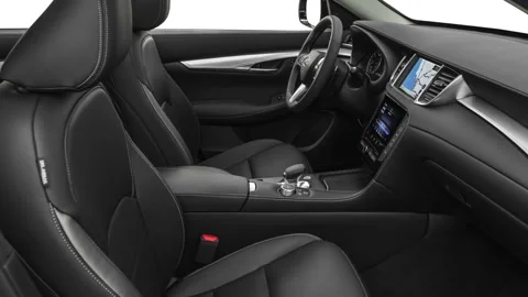 Car interior with front seats and board wide shot 2020 Infiniti QX50 Essential Stock Footage 160091690