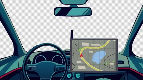 Car Interior with GPS Navigation Stock-Footage 344367419
