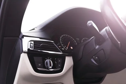 Car interior with light switch. The light knob in the car. Multifunction he.. Stock Photos