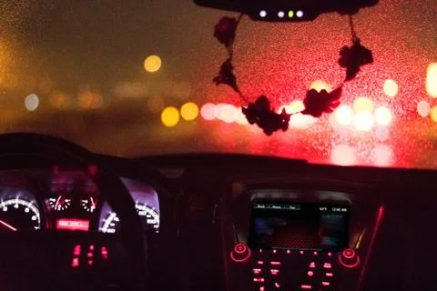 Car interior at night Stock Photos