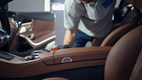Car interior protection, professional car cleaning and detailing with special Stock Footage 145996531