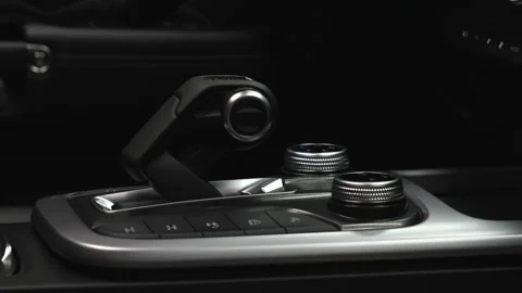 Car interior shot in a black studio. Artificial lighting. Slow camera movement Stock Footage 273278423
