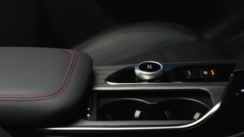 Car interior shot in a black studio. Artificial lighting. Slow camera movement Stock Footage 273278450