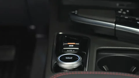Car interior shot in a black studio. Artificial lighting. Slow camera movement Stock Footage 273278470