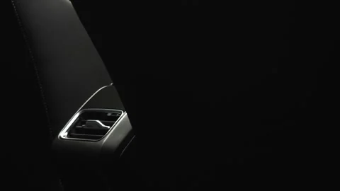 Car interior shot in a black studio. Artificial lighting. Slow camera movement Stock Footage 274430429
