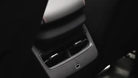 Car interior shot in a black studio. Artificial lighting. Slow camera movement Stock Footage 274430430
