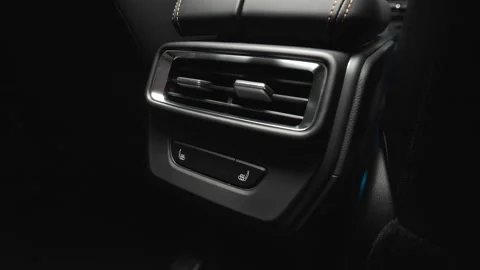 Car interior shot in a black studio. Artificial lighting. Slow camera movement Stock Footage 274430438