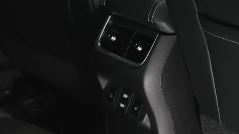 Car interior shot in a black studio. Artificial lighting. Slow camera movement Stock Footage 274430447