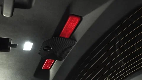 Car interior shot in a black studio. Artificial lighting. Slow camera movement Stock Footage 274431167