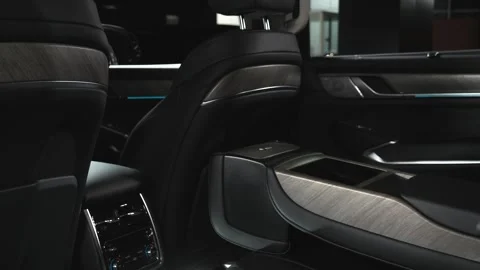 Car interior shot in a black studio. Artificial lighting. Slow camera movement Stock Footage 274431174