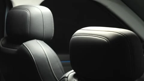 Car interior shot in a black studio. Artificial lighting. Slow camera movement Stock Footage 274431192