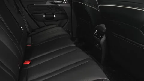 Car interior shot in a black studio. Artificial lighting. Slow camera movement Stock Footage 274431537