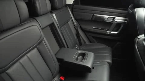 Car interior shot in a black studio. Artificial lighting. Slow camera movement Stock Footage 274431557