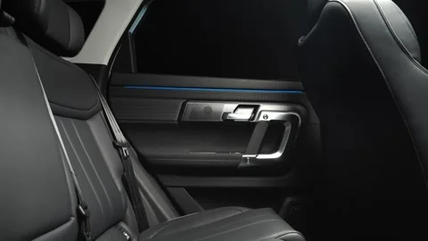 Car interior shot in a black studio. Artificial lighting. Slow camera movement Stock Footage 274431572