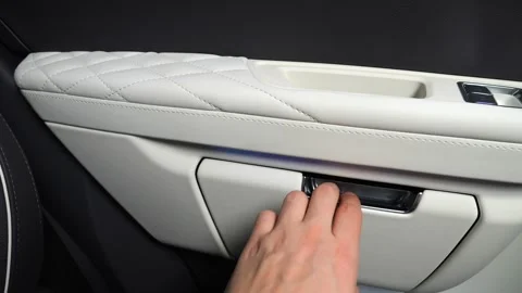 Car interior shot in a black studio. Artificial lighting. Slow camera movement Stock Footage 274431592