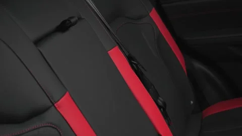 Car interior shot in a black studio. Artificial lighting. Slow camera movement Stock Footage 274431601