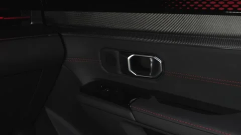 Car interior shot in a black studio. Artificial lighting. Slow camera movement Stock Footage 274431617