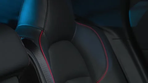 Car interior shot in a black studio. Artificial lighting. Slow camera movement Stock Footage 274431627