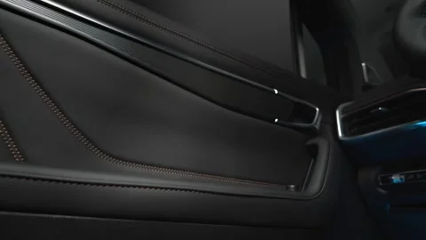 Car interior shot in a black studio. Artificial lighting. Slow camera movement Stock Footage 274431649