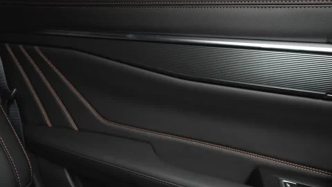 Car interior shot in a black studio. Artificial lighting. Slow camera movement Stock Footage 274431673