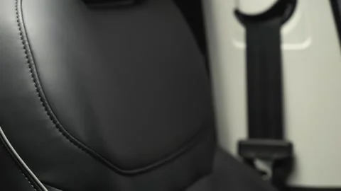 Car interior shot in a black studio. Artificial lighting. Slow camera movement Stock Footage 274431678