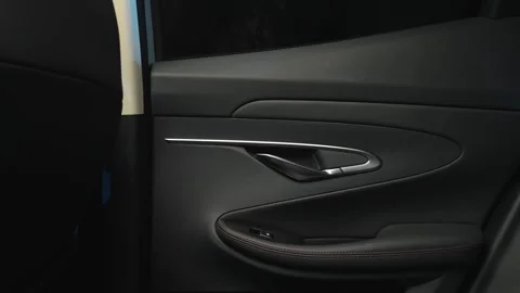 Car interior shot in a black studio. Artificial lighting. Slow camera movement Stock Footage 274431686