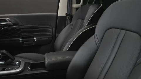 Car interior shot in a black studio. Artificial lighting. Slow camera movement Stock Footage 274431716