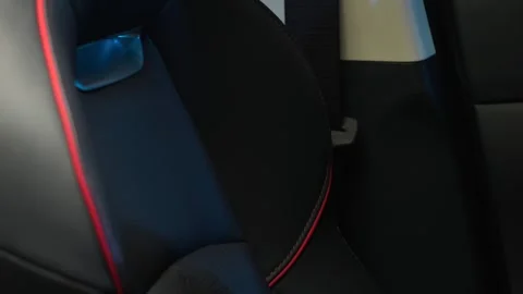Car interior shot in a black studio. Artificial lighting. Slow camera movement Stock Footage 274431727