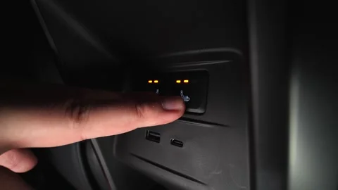 Car interior shot in a black studio. Artificial lighting. Slow camera movement Stock Footage 274431762
