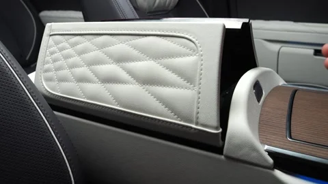 Car interior shot in a black studio. Artificial lighting. Slow camera movement Stock Footage 274431773