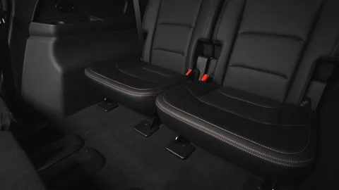 Car interior shot in a black studio. Artificial lighting. Slow camera movement Stock Footage 274431789