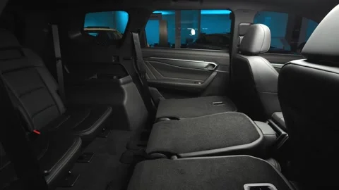 Car interior shot in a black studio. Artificial lighting. Slow camera movement Stock Footage 274431800