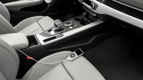 Car interior with smartphone  2017 Audi A4 Prestige 2.0 TFSI Stock Footage 159898452