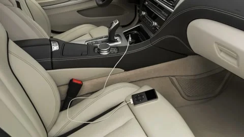 Car interior with smartphone  2017 BMW 6-series 650i xDrive Gran Coupe Stock Footage 159904206