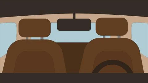 Car interior. View from inside of the car. Travel background. Car background. Stock Illustration