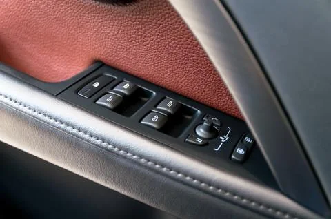 Car interior, window buttons Stock Photos