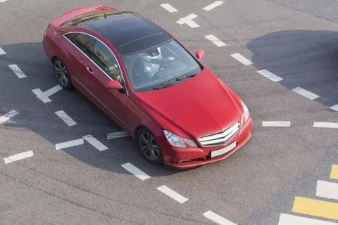 Car at intersection with marking Stock Photos
