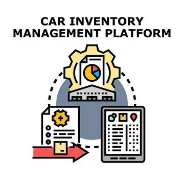 Car inventory management platform digital system solution Illustrazione stock