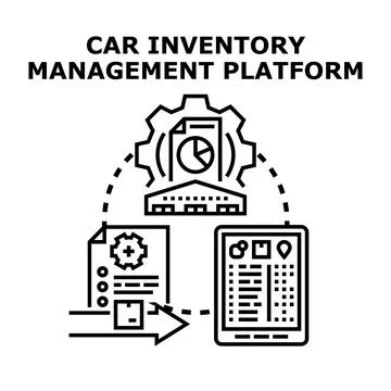 Car inventory management platform digital system solution Stock Illustration