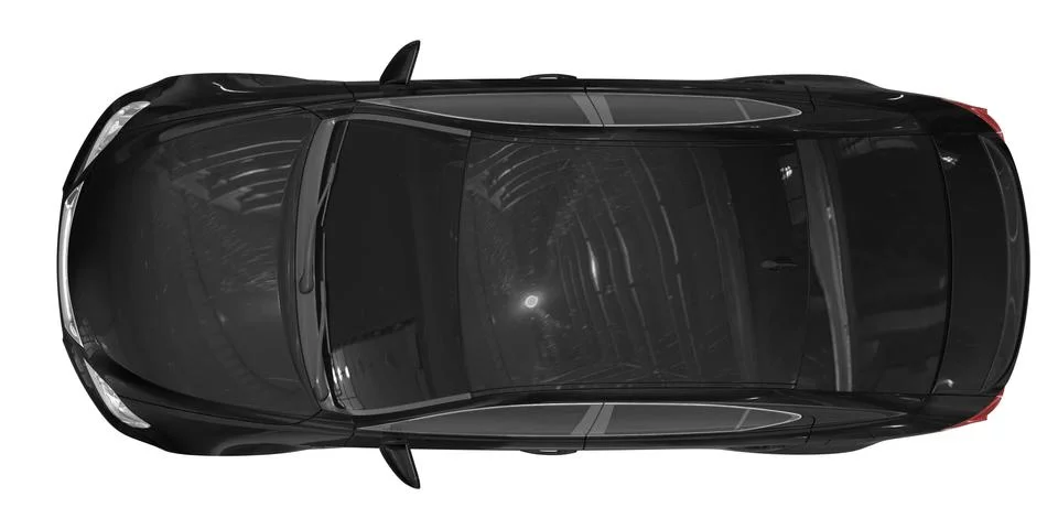 Car isolated on white - black paint, tinted glass - top view Stock Illustration