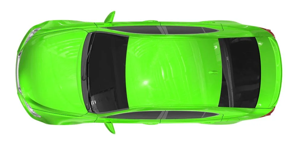 Car isolated on white - green paint, tinted glass - top view Stock Illustration