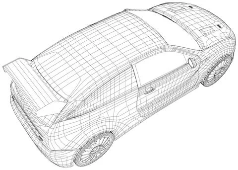Car. Isolated wire-frame line on backround. Vector rendering of 3d Illustrazione stock