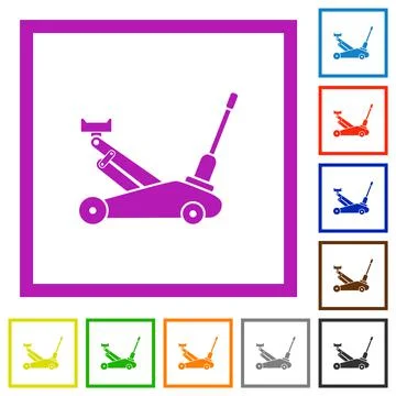 Car jack flat framed icons Illustrazione stock