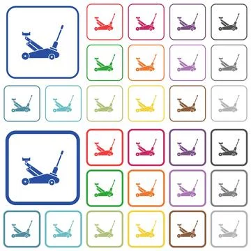 Car jack outlined flat color icons Stock Illustration