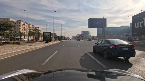 Car Journey Through Dynamic Roads New Cairo Showing Buildings Traffic Vehicles Stock Footage 329654560